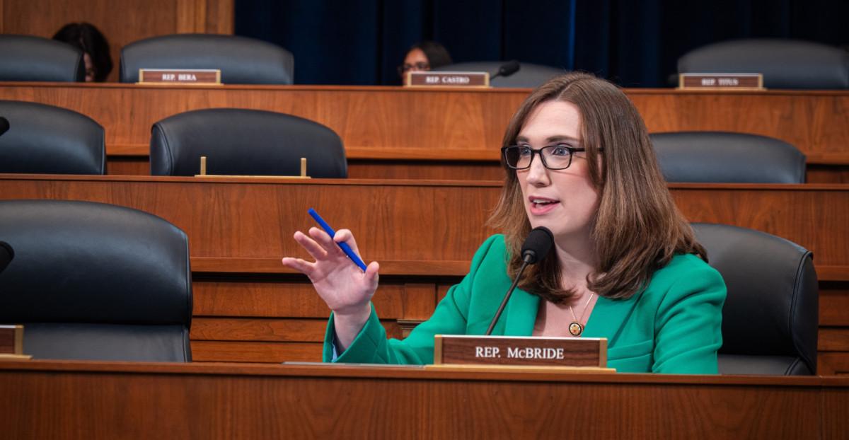 Congresswoman McBride speaks from committee desk