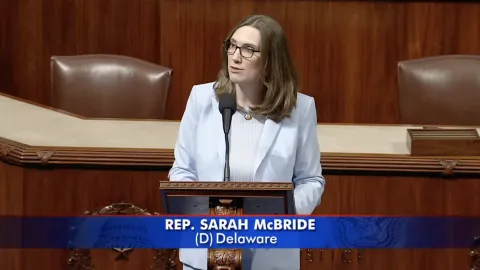 Rep. Sarah McBride speaks on the House floor.