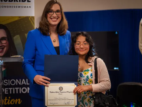 Rep. McBride with second place winner, Sofia Corona-Flores