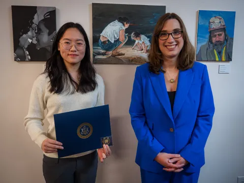 Rep. McBride with first place winner, Grace Huang