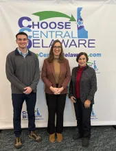 Rep. McBride stands with leaders from the Kent Economic Partnership (KEP).